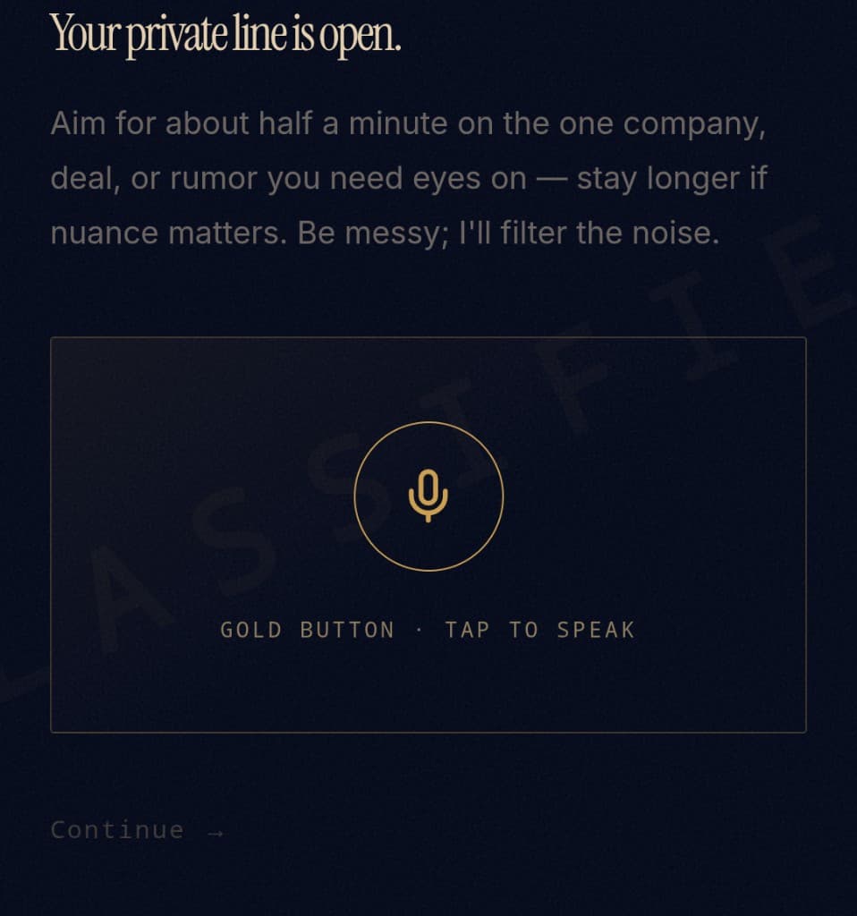 Mobile recording cockpit: private line, instructions, and tap to speak
